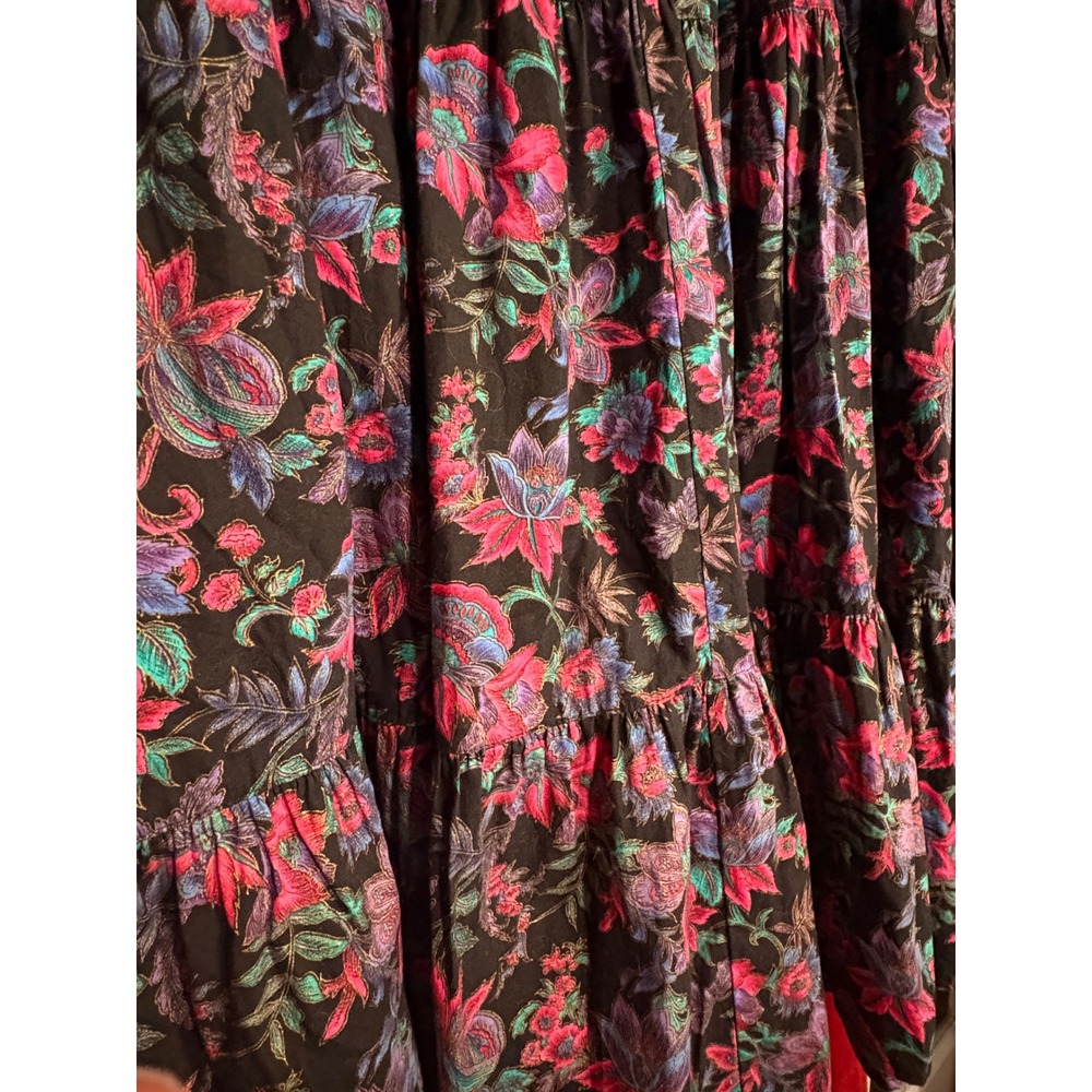 Conversation Pieces Skirt Set Womens L Floral Black Cotton Good Tiered  2pc - Picture 2 of 13
